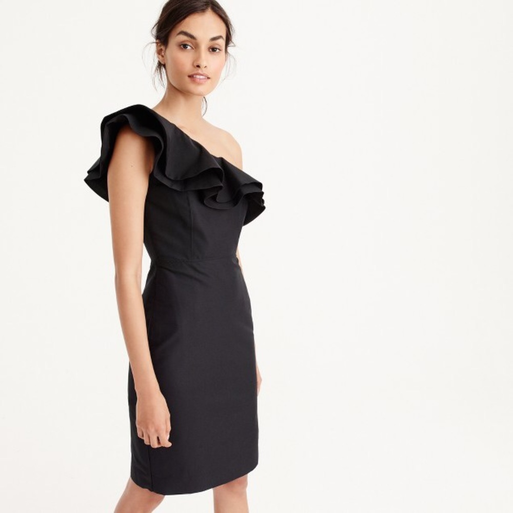 NWT J Crew one shoulder ruffle dress. Size 12!